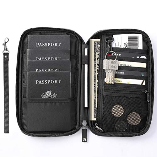 VanFn RFID Travel Passport Wallet, Family Passport Holder, Trip Document Organizer P.Travel Series (Nylon - Black) - color: Black