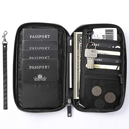 VanFn RFID Travel Passport Wallet, Family Passport Holder, Trip Document Organizer P.Travel Series (Nylon - Black) - color: Black