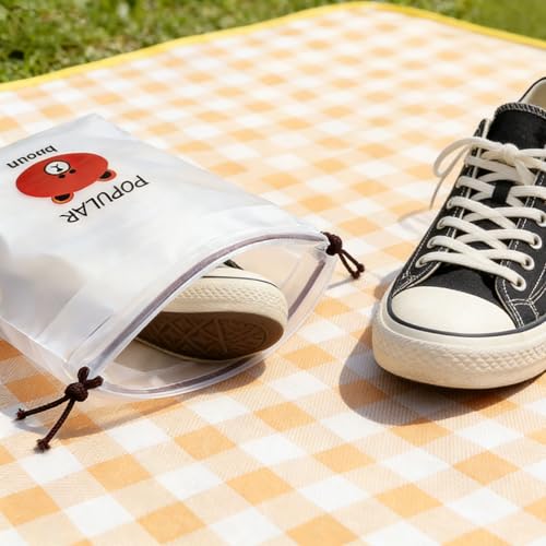 6PCS Clear Shoe Bags for Travel 13" x 11.8" Drawstring Shoe Pouch Packing Waterproof Dustproof Shoe Storage Bag - color: Little Bear 6