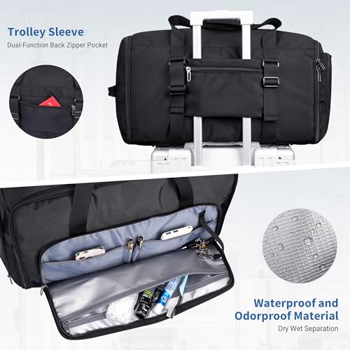 WITZMAN Garment Duffle Bags for Travel Men Suits 55L with Shoe Compartment - color: Black