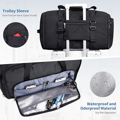 WITZMAN Garment Duffle Bags for Travel Men Suits 55L with Shoe Compartment - color: Black