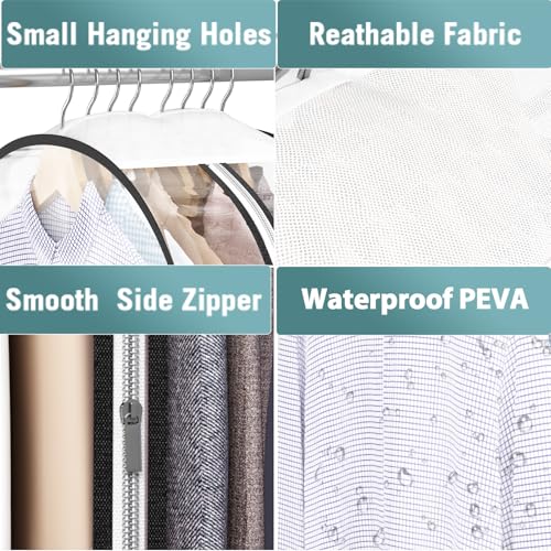 Liuoud Clear Garment Bags for Hanging Clothes 10” Gusseted, 4 Pack, 40” - color: Clear, size: 40 inch
