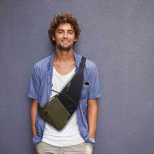 Peicees Water-resist Sling Bag Crossbody Bag for Men Slim Chest Backpack Man Purse Small Shoulder Bag for Travel Hiking - color: Grey
