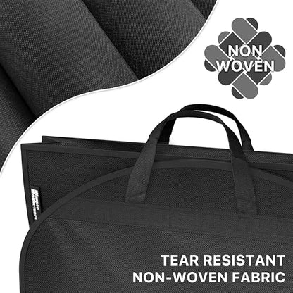 Simple Houseware 54" Travel Garment Bag with Pockets, Lightweight, 3 Pack | 5" Gusset, 26" Wide, for Suits, Dresses, Coats, Tuxedos, Large Accessory Pockets, Foldable, Non-Woven & 300D Polyester Cover - size: 54-Inch w/ Pocket, 3-Pack, Black
