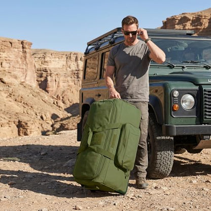 Military Wheeled Deployment Bag Large Tactical Heavy Duty Duffel Bag 124L - color: Green