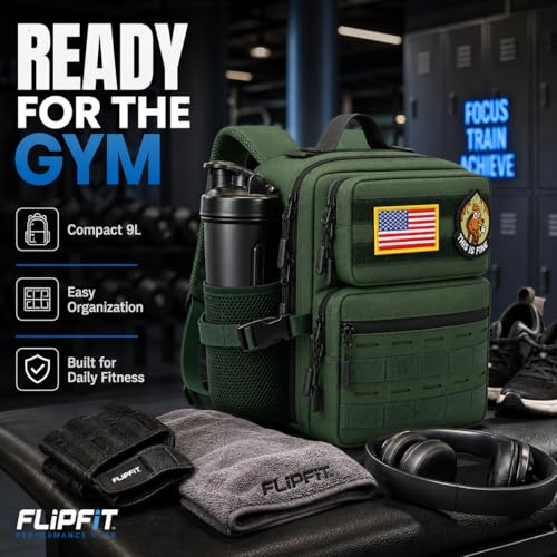 9L Mini Tactical Backpack for Men and Women, Gym Hiking Travel Daypack - color: Army Green