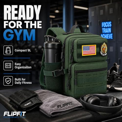 9L Mini Tactical Backpack for Men and Women, Gym Hiking Travel Daypack - color: Army Green
