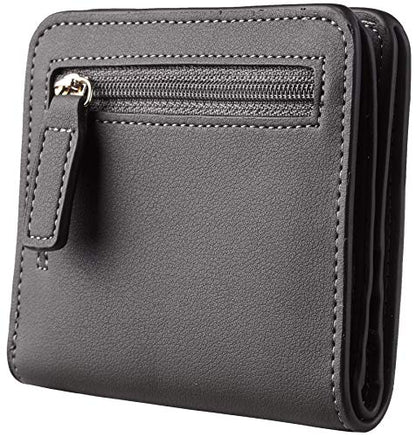 Toughergun Women’s Small Slim Leather Wallet with RFID Protection, Compact Bifold Mini Purse with Clear ID Window - color: 06 ReNapa Grey Deep