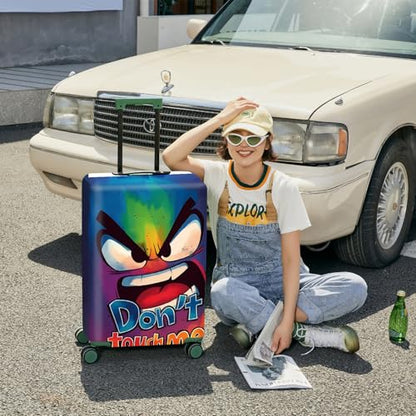 ANNA QUEEN Travel Luggage Cover Suitcase Protector Suitcase Cover Anti-Scratch,Stretchable Bag Cover Washable Durable Polyester - color: Angry - Don't touch me, size: L(fits 28-30Inch suitcase)
