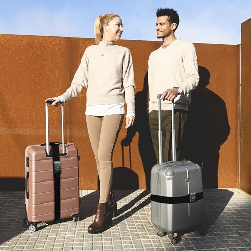 Travel Inspira 2 Pack Luggage Straps for Suitcases with TSA Lock - color: black