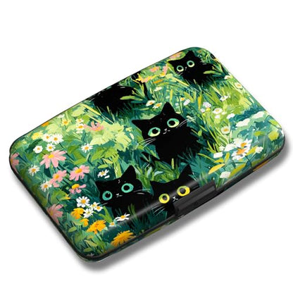 Maicican Credit Card Holder, Mini RFID Blocking Aluminum Wallet - color: Grassland and Cats