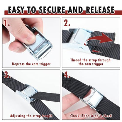 Cartman 1" x 12' Lashing Straps Cargo Tie-Down Strap Up to 600lbs, 6pk in Carry Bag, Black (Pack of 2) - color: Black, size: 6 PK (Pack of 2)