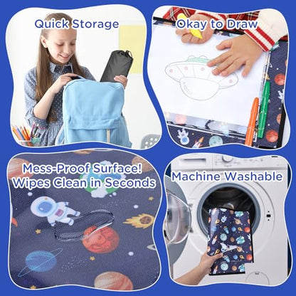 Airplane Kids Travel Tray With Pocket for Plane, Blue Space - color: Blue Space
