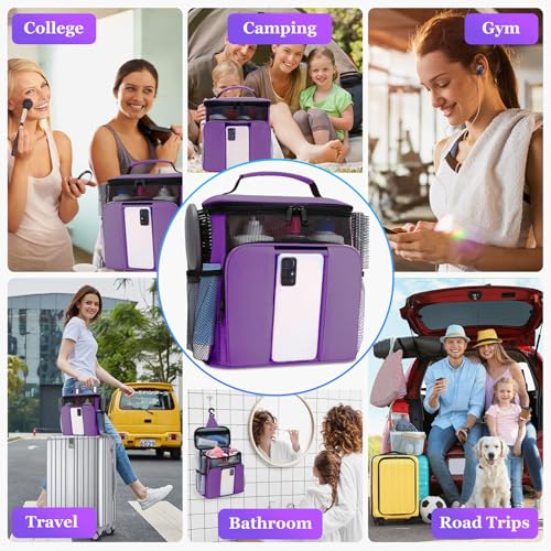 Dorm Room Essentials for College Students Girls Boys Guys, Shower Caddy - color: Purple