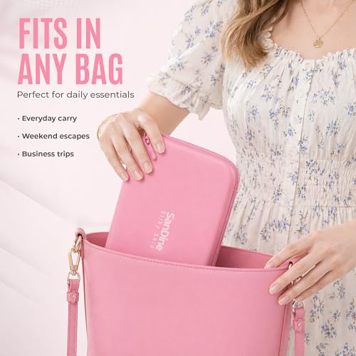 Silicone Makeup Bag – Makeup Brush Holder – Waterproof Cosmetic Pouch for Women – Soft Silicone Travel Toiletry Organizer – Compact Makeup Bag Case by Sandine (Pink) - color: Pink