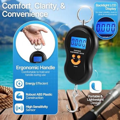 Flexzion Digital Fish Scale & Luggage Weight Scale with Hook, 110 lb/50 kg