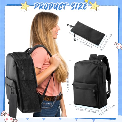 Silkfly 12 Pcs School Backpacks with 12 Pencil Pouch - color: Black