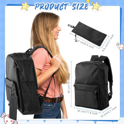 Silkfly 12 Pcs School Backpacks with 12 Pencil Pouch - color: Black