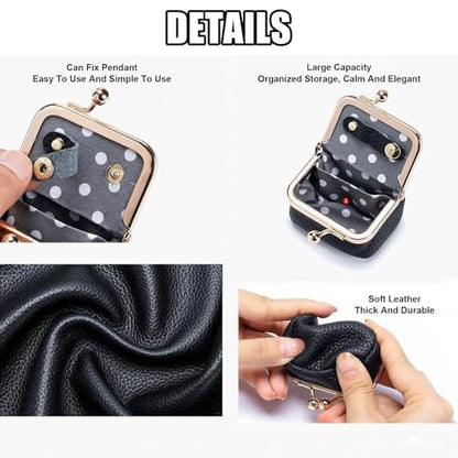 Genuine Leather Mini Jewelry Box & Coin Purse for Women, Travel Jewelry Case with Kiss Lock, Holds Earrings, Rings, Necklace, Bracelet, Coins (Sky Blue) - color: Sky Blue - 2.5in