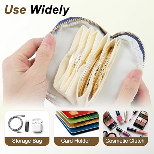 VOCOSTE Travel Jewelry Case, Portable Jewelry Pouch with 6 Layers, Blue - color: Blue