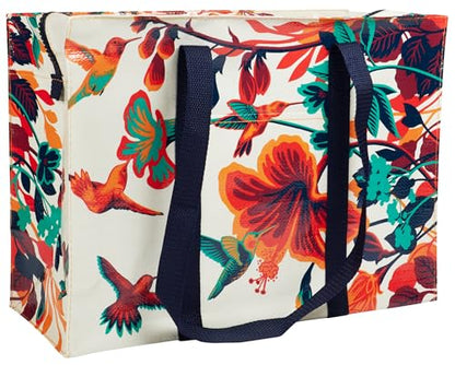 Blue Q Reusable Shoulder Tote Bag - Carry Everywhere Bag with Hefty Zipper - color: Hummingbird