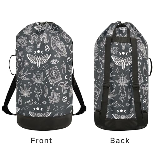 Gothic Animals Laundry Bag Backpack Dirty Clothes Bags Organizer With Extra Large Heavy Duty for Vacation Road Trip Essentials Dorm - color: Gothic Animals