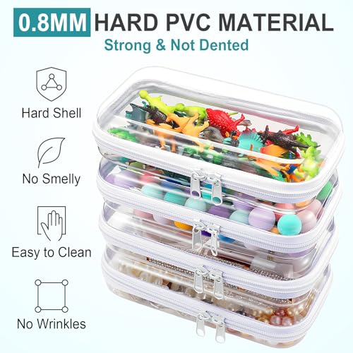 Hoolerry 4 Pcs Hard Clear Zipper Case,Clear,7.5 X 3.9 X 2 In,White - color: White, size: 7.5 x 3.9 x 2 in