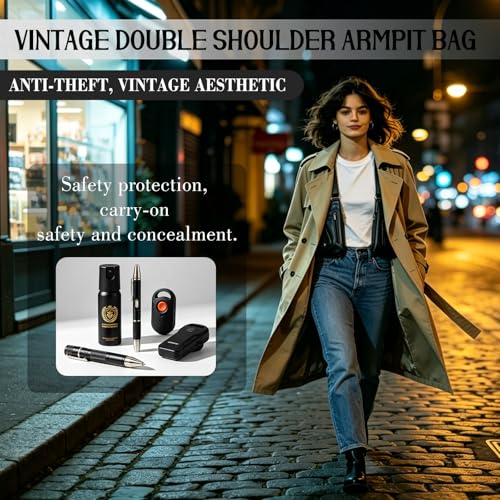 FANNING511 Double Shoulder Armpit Bag for Men Underarm Bag Multi Pocket Underarm Shoulder Bag - color: Black