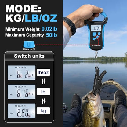 8-Slot Digital Fishing Scale with 4.6'' Lip Gripper & Auto-Rank Memory - color: Black