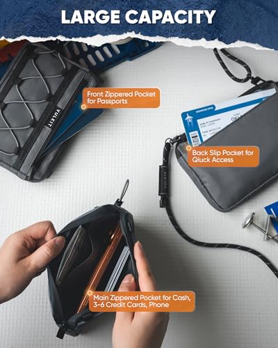 VULKIT Neck Wallet for Travel, Nylon Passport Holder RFID Blocking with Adjustable Lanyard, Grey - color: Grey
