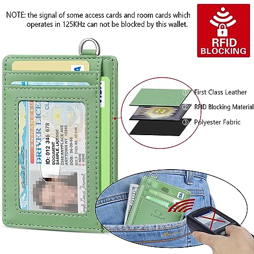 FurArt Slim Minimalist Wallet RFID Credit Card Holder for Men - color: Mint Green