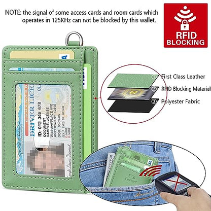 FurArt Slim Minimalist Wallet RFID Credit Card Holder for Men - color: Mint Green