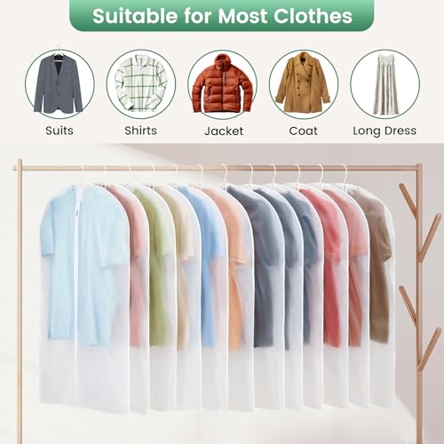 Carbrea 6 Pack Translucent Garment Bags for Hanging Clohes - 24" x 42" - size: 42 inch