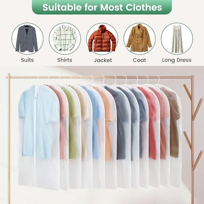 Carbrea 12 Pack Translucent Garment Bags for Hanging Clohes - 24" x 42" - size: 42 inch
