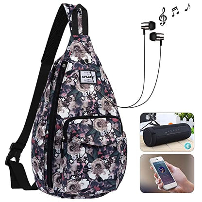 Backpack Sling for Women Anti-Water Crossbody Bag Inclined Adjustable Pack - color: Gray Rose