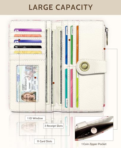 GIANCOMICS Cute Womens Wallet RFID Blocking, Bow Credit Card Holder Bifold - color: Bows and Cherry