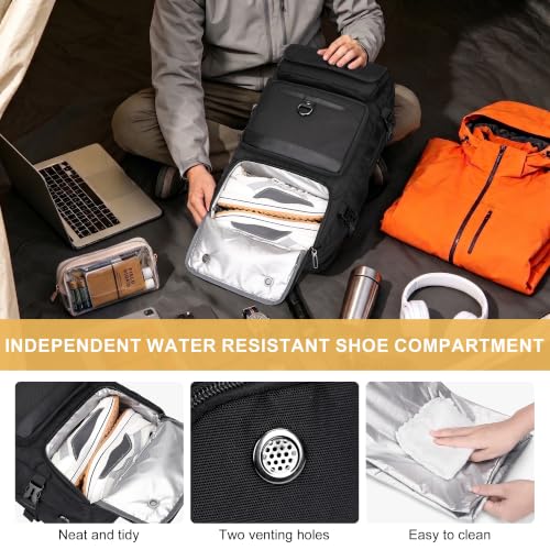PIJUSHI Carry On Travel Backpack 35L Laptop Backpack Fits 16 inch Laptop - color: Black