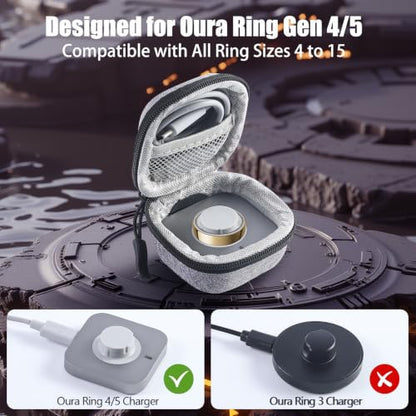 Protective Case for Oura Ring Gen 4/Gen 5 Travel Pouch Gray - color: Grey, size: Gen 4/Gen 5