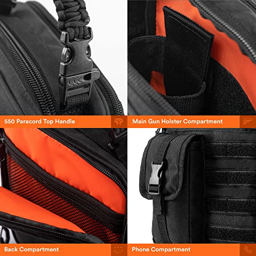 Fitdom Small Tactical Messenger Bag for Men, EDC Sling Crossbody Waist Pack | Water & Cut Resistant Fabric, 5 Compartments, MOLLE Webbing & D-Rings with Sling, Crossbody, Shoulder & Waist Carry Options - style: Concealed Carry