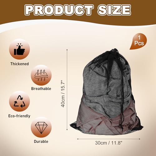 uxcell Mesh Laundry Bag 11.8x15.7" Large Drawstring Net Coarse Mesh, Black - color: Black, size: 11.8x15.7"