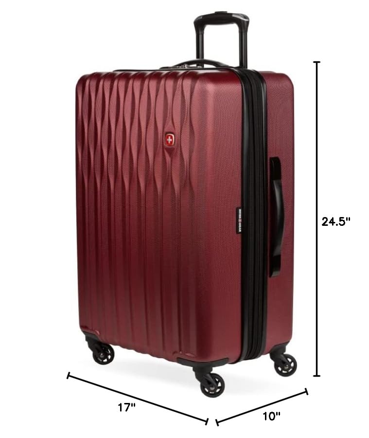 SwissGear 8018 Expandable Luggage, Hard Shell Medium Luggage with Spinner Wheels - color: Wine, size: Checked-Medium 24-Inch