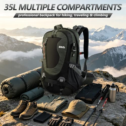 35L Water-resistant Hiking Backpack, Lightweight Backpack For Unisex (Grey) - color: Grey