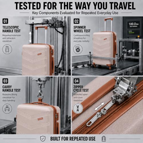 CONCEPTEN Expandable Carry on Luggage 3 Piece Suitcases with Spinner Wheels - color: Beige, size: 3 Piece