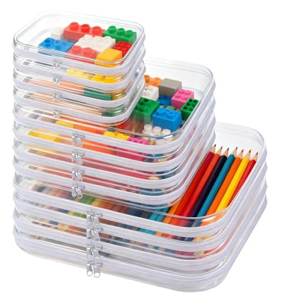 12 Pack Clear Hard Shell Zipper Case Bulk(4 Large 4 Small & 4 Medium), Hard Plastic Makeup Cases Pencil Case Organizer Pouches for Travel (4L+4M+4S) - size: 4L+4M+4S