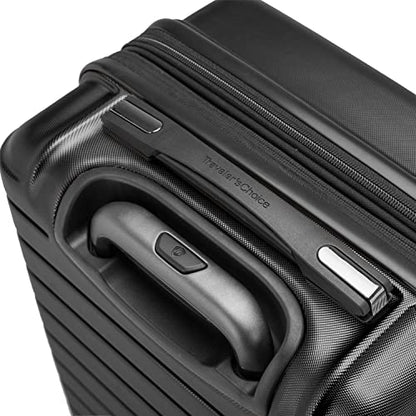 Traveler's Choice Archer Polycarbonate Hardside Spinner Luggage Set, Tie Down Straps, Black, Carry-On 21-Inch - color: Black, size: 1-Piece (Carry-On 21-Inch)
