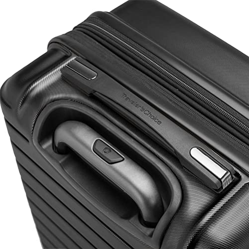 Traveler's Choice Archer Polycarbonate Hardside Spinner Luggage Set, Tie Down Straps, Black, Checked 25-Inch - color: Black, size: 1-Piece (Checked 26-Inch)