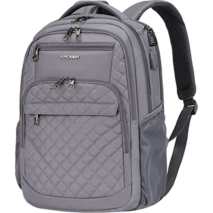 KROSER Travel Laptop Backpack 17 Inch Large Computer Backpack Dark grey - color: Quilted Dark Grey