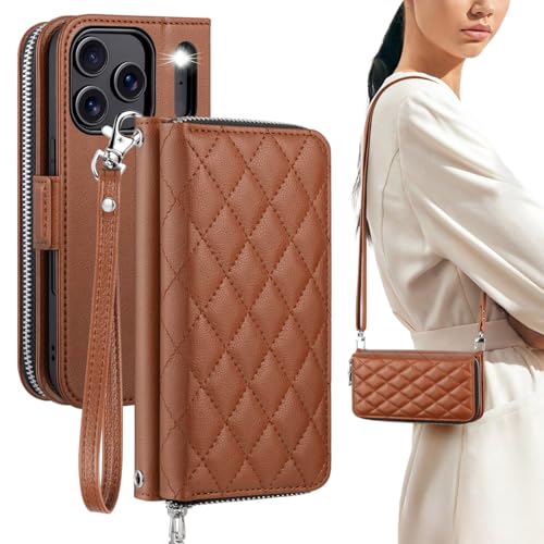 OCASE Crossbody Wallet Case for iPhone 18 Pro/17 Pro, Brown Argyle - color: Brown Argyle, size: iPhone 17 Pro/ iPhone 18 Pro