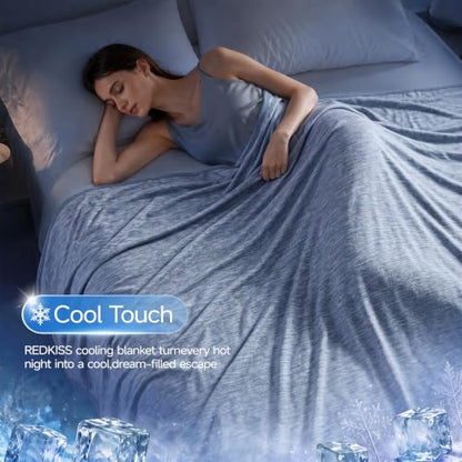 REDKISS Double-Sided Cooling Throw Blanket for Couch, 60" x 80" - color: Blue, size: Twin(60" x 80")