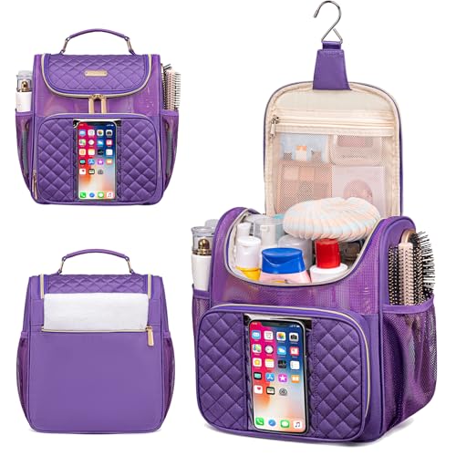Otevan Large Toiletry Bag for Women Men,Quick Dry Hanging Toiletry Bag - color: Purple
